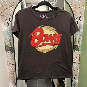 CHASER Bowie Gold Glitter Graphic Tee Super Soft